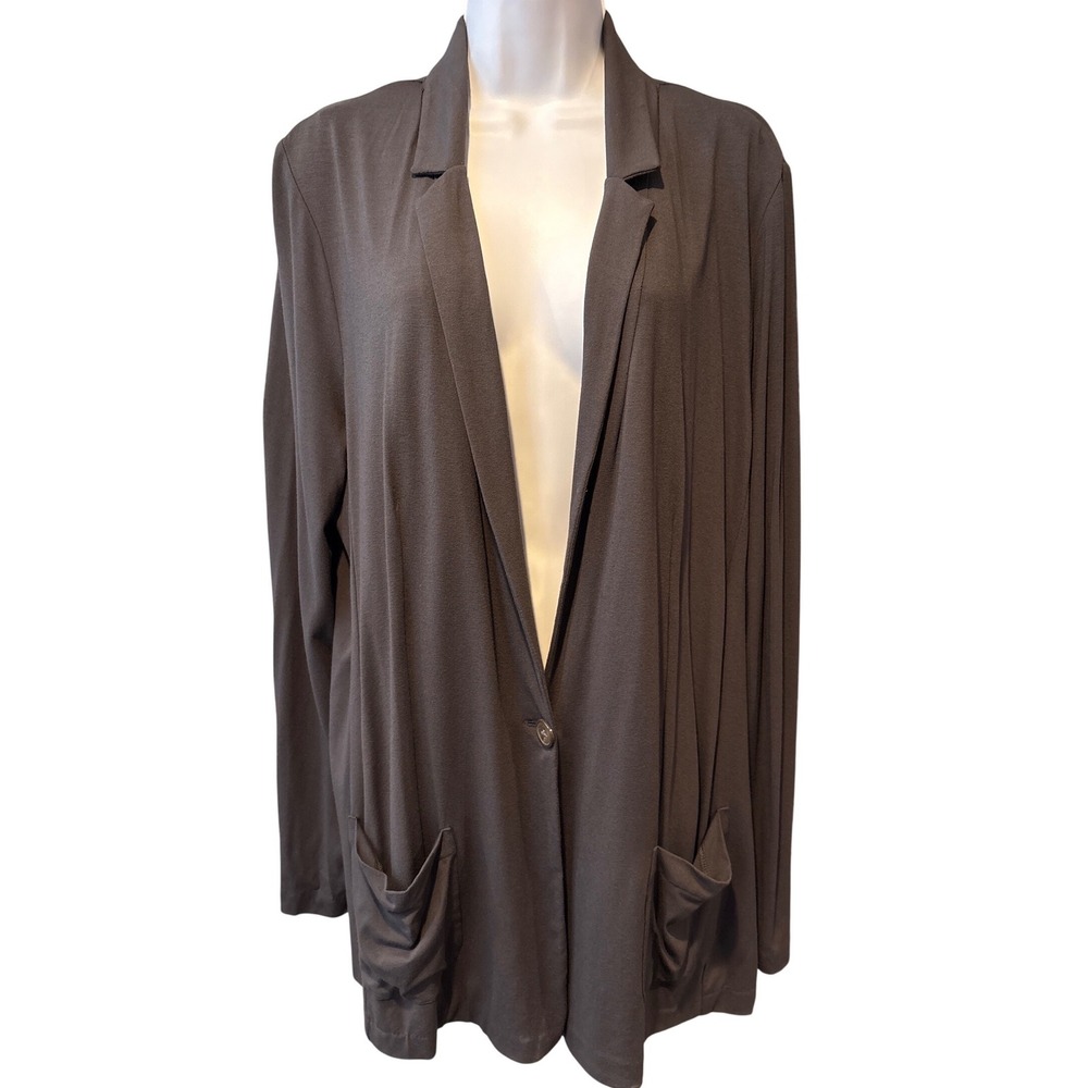 J. Jill Womens Charcoal Gray Oversized Stretch Cardigan Single Button Sz L‎ Chic